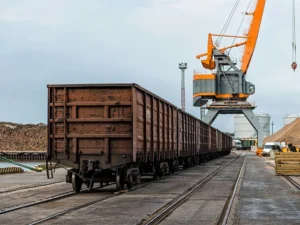 Transport kombinowany - kontenery przewożone koleją i statkiem z krótkim odcinkiem transportu drogowego